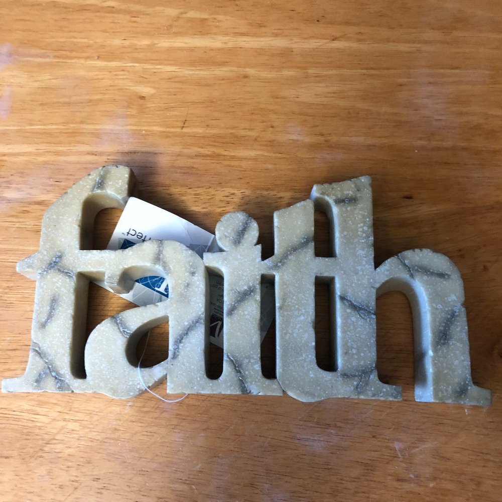 "Faith" Home Decor Hang on Wall or Set on Table Faux Stone Finish By V Designs